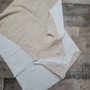 Lancioni 1973 Designer Large tan and off white Fringed Scarf